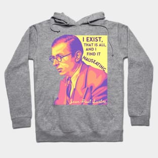 Jean-Paul Sartre Portrait and Quote Hoodie